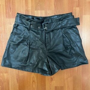 Zara Black Leather High-Waisted Shorts